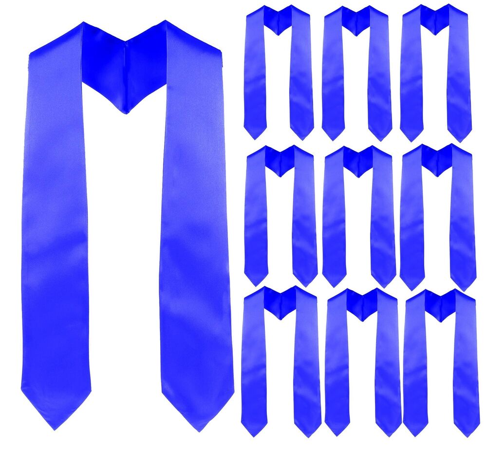 8530 10 Pieces Blue Graduation Stoles,Unisex Adult Plain White Stoles